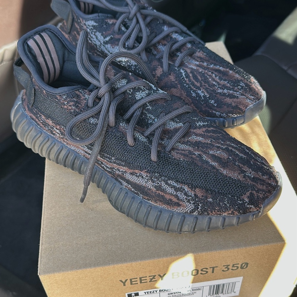 Yeezy Boost 350 V2 Black and Brown Patterned Shoes